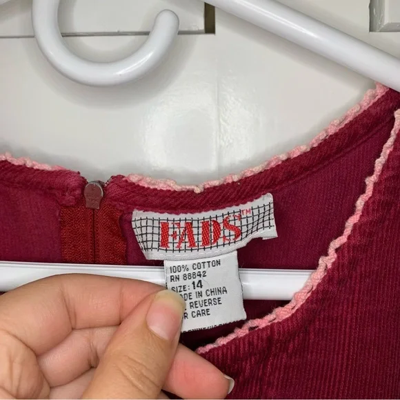 Vintage FADS Burgandy Curduroy Witch Gothic Vampire Long Sleeve Midi Dress - Picture 3 of 10